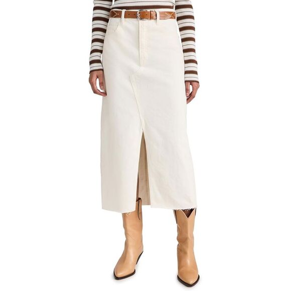 Frame Womens The Midaxi Angled Seam Denim Skirt 31 Ecru - NWT $268 - Picture 7 of 7